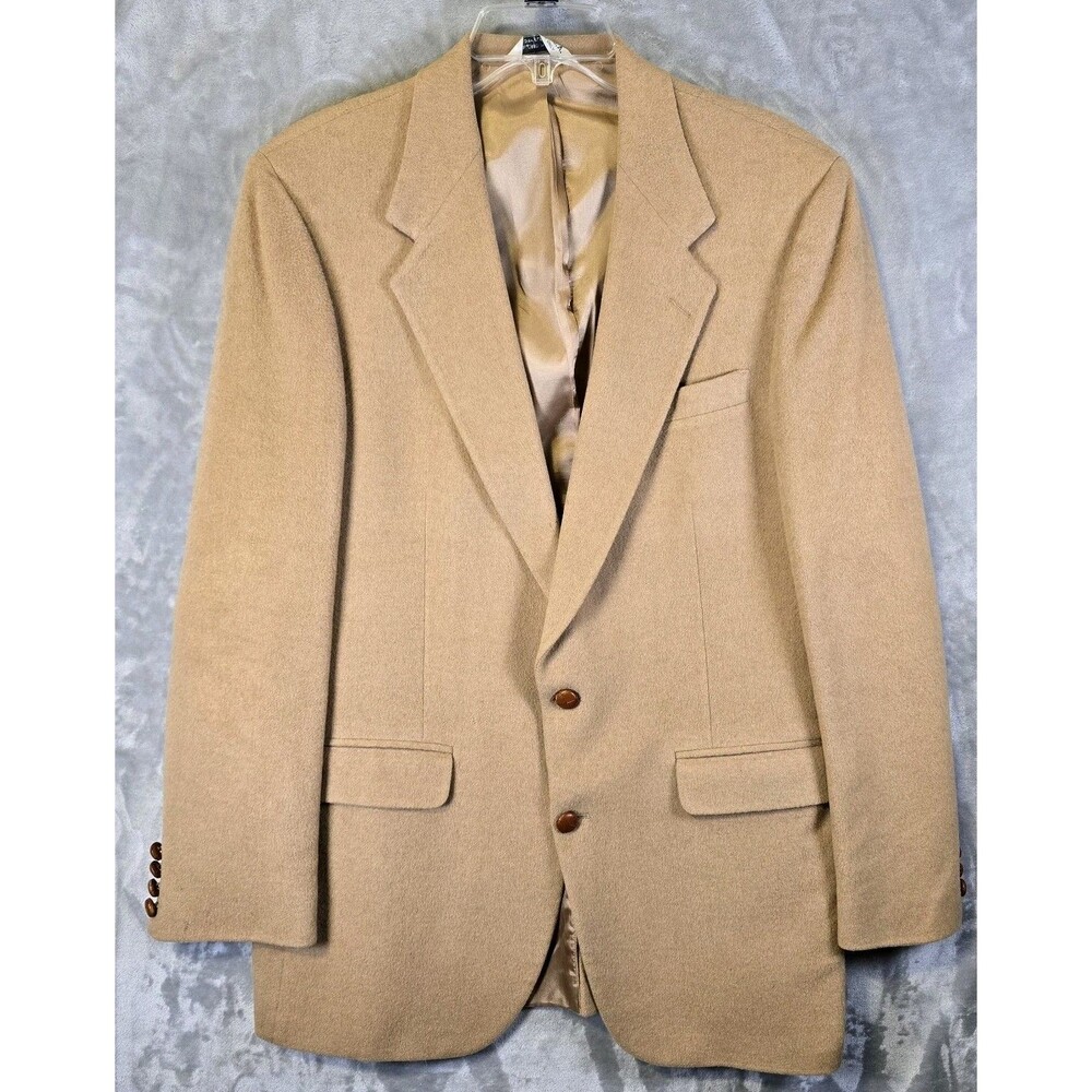 Vtg Botany 500 100% Camel Hair Blazer Sport Coat Mens Tan 42L *some flaws